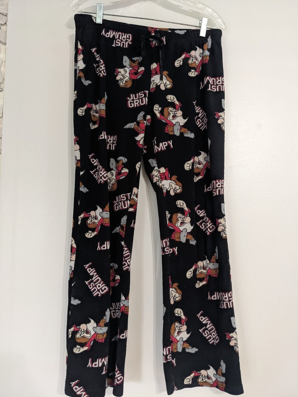 Disney Pajama Pants Women's Large Snowwhite Dwarfs Grumpy Fleece Comfy Stretch